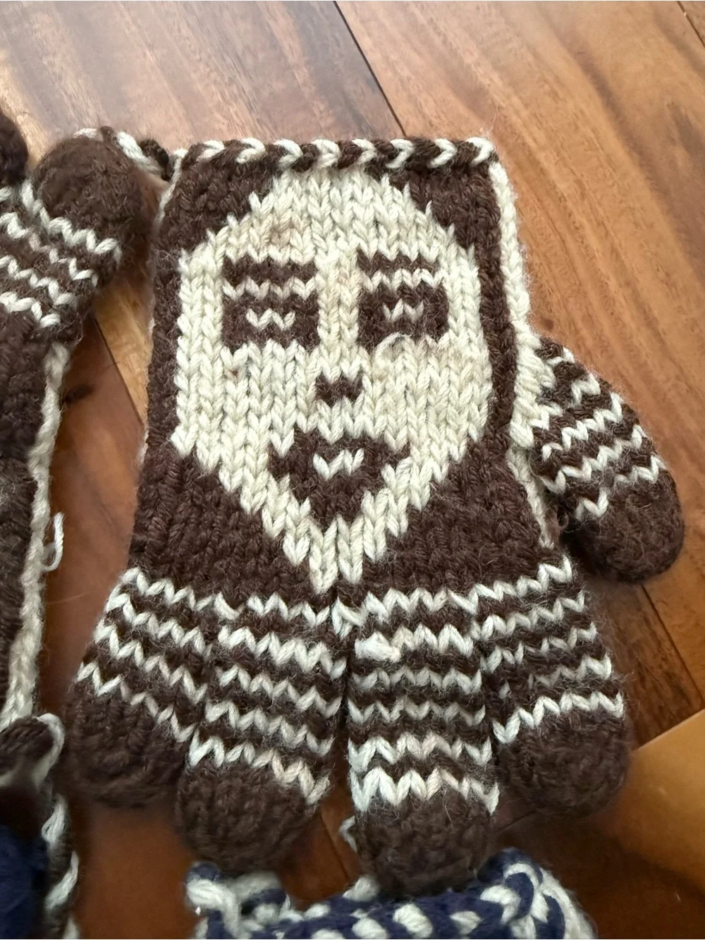 Hand‑Knit Wool Patterned Winter Gloves – Two Pairs
